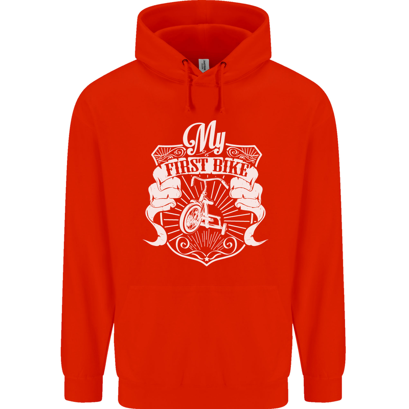 First Bike Funny Biker Motorbike Motorcyle Mens 80% Cotton Hoodie Bright Red