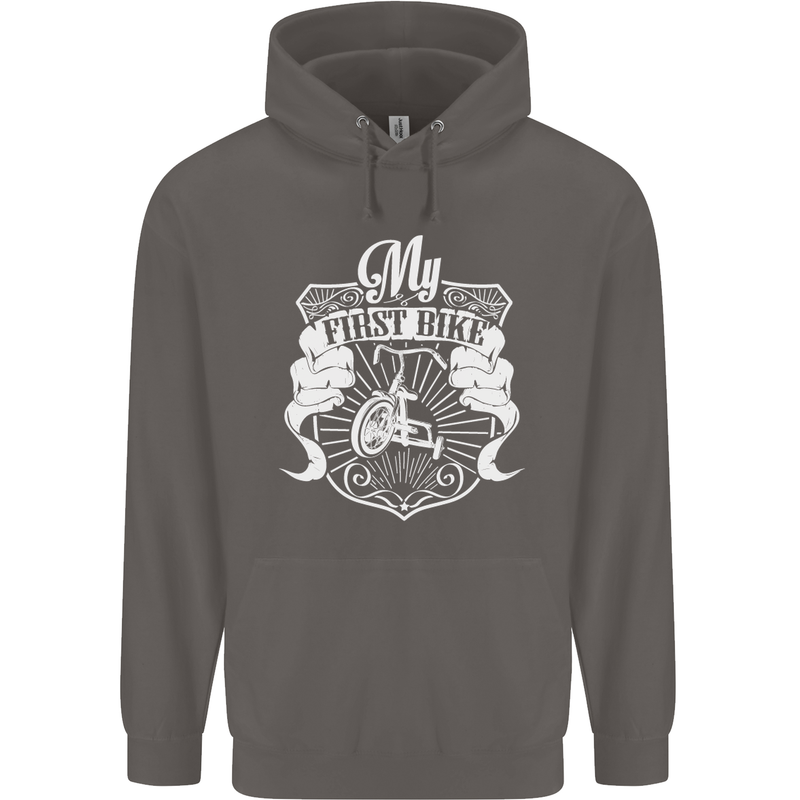 First Bike Funny Biker Motorbike Motorcyle Mens 80% Cotton Hoodie Charcoal