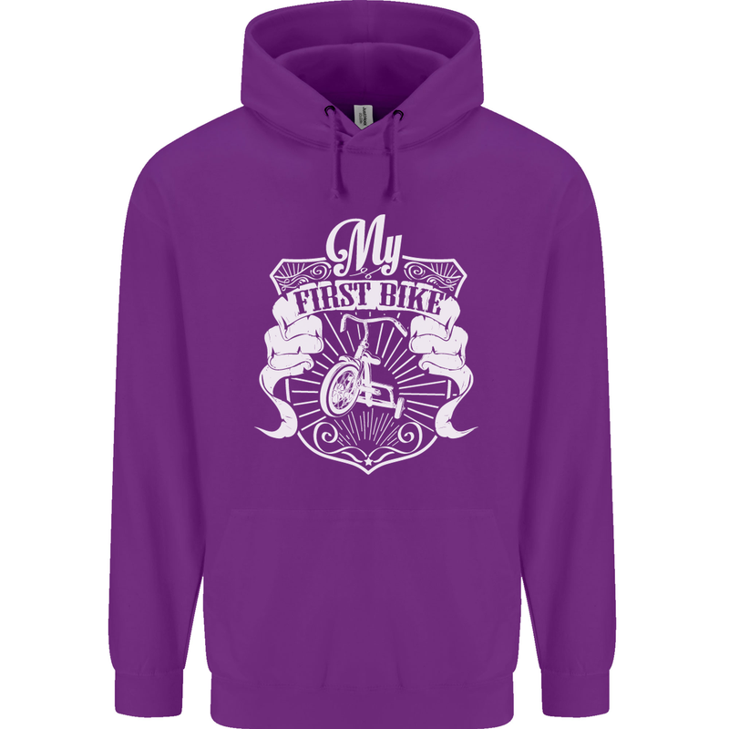 First Bike Funny Biker Motorbike Motorcyle Mens 80% Cotton Hoodie Purple