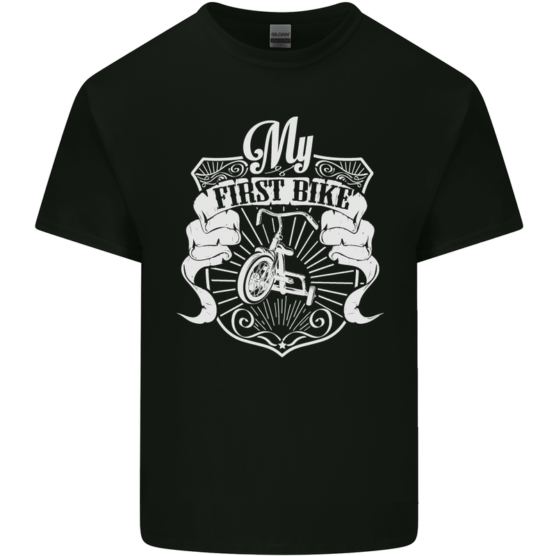 First Bike Funny Biker Motorbike Motorcyle Mens Cotton T-Shirt Tee Top Black
