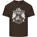 First Bike Funny Biker Motorbike Motorcyle Mens Cotton T-Shirt Tee Top Dark Chocolate