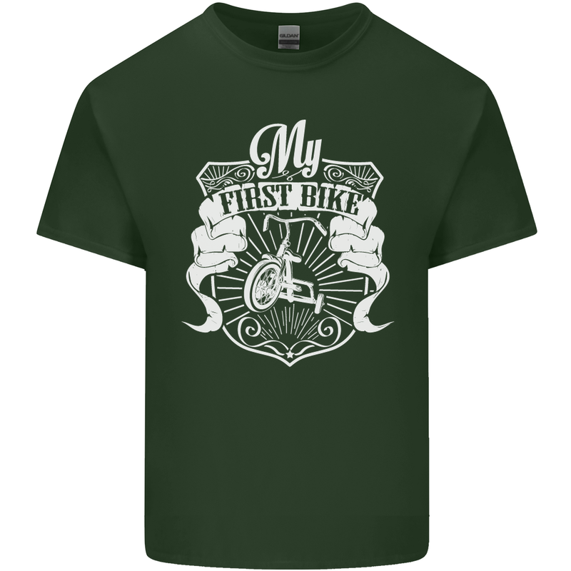 First Bike Funny Biker Motorbike Motorcyle Mens Cotton T-Shirt Tee Top Forest Green