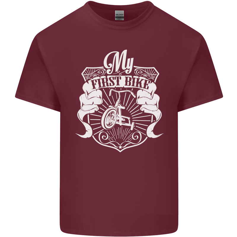 First Bike Funny Biker Motorbike Motorcyle Mens Cotton T-Shirt Tee Top Maroon