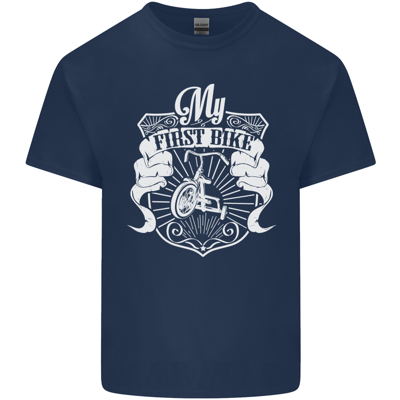 First Bike Funny Biker Motorbike Motorcyle Mens Cotton T-Shirt Tee Top Navy Blue