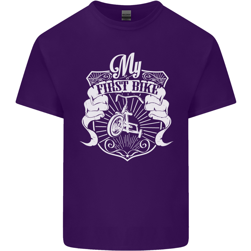 First Bike Funny Biker Motorbike Motorcyle Mens Cotton T-Shirt Tee Top Purple