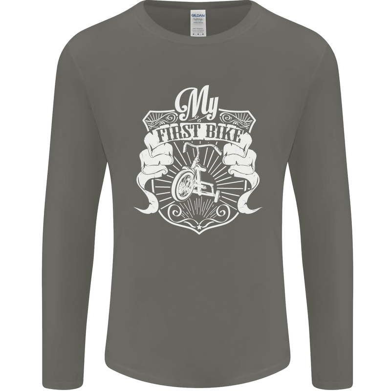 First Bike Funny Biker Motorbike Motorcyle Mens Long Sleeve T-Shirt Charcoal