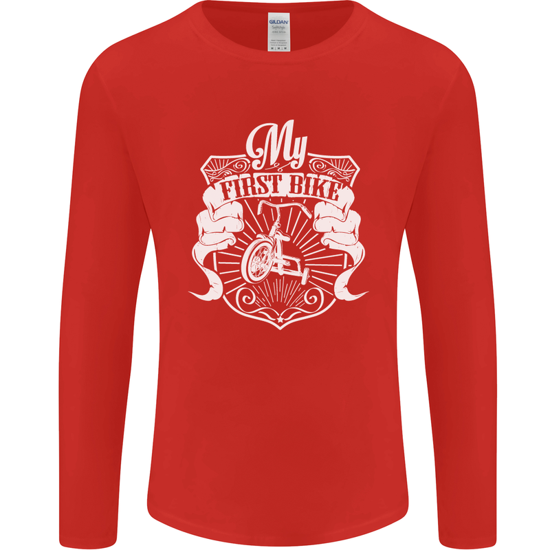 First Bike Funny Biker Motorbike Motorcyle Mens Long Sleeve T-Shirt Red