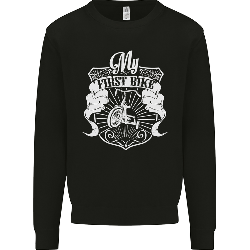 First Bike Funny Biker Motorbike Motorcyle Mens Sweatshirt Jumper Black