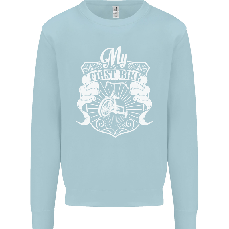 First Bike Funny Biker Motorbike Motorcyle Mens Sweatshirt Jumper Light Blue