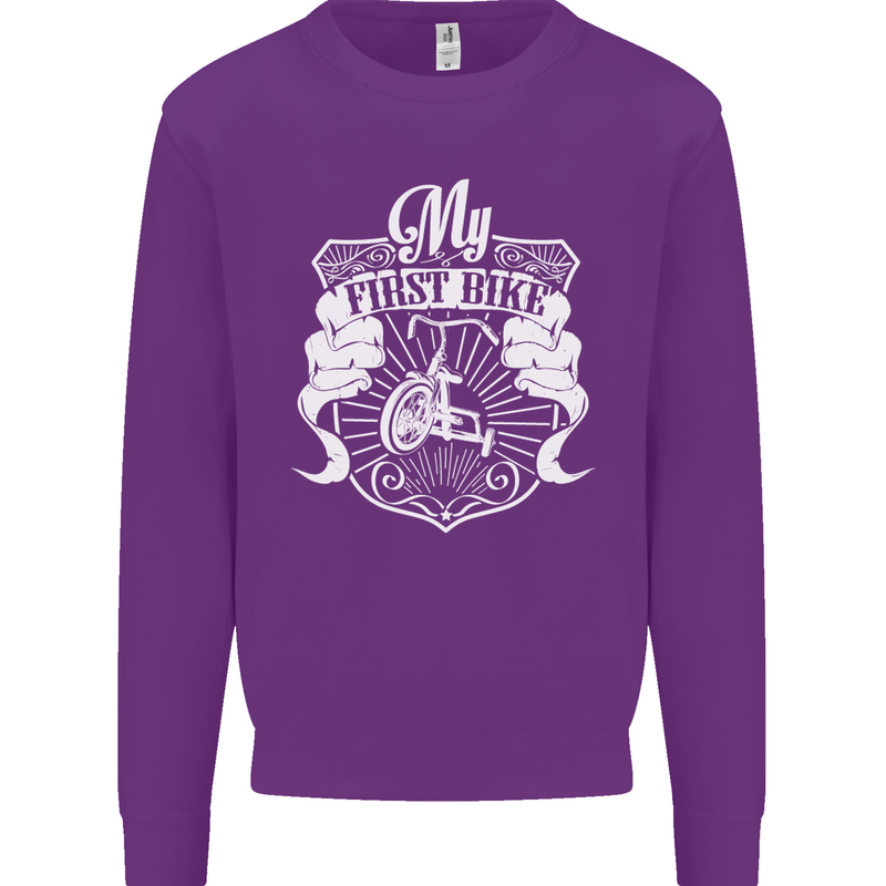 First Bike Funny Biker Motorbike Motorcyle Mens Sweatshirt Jumper Purple