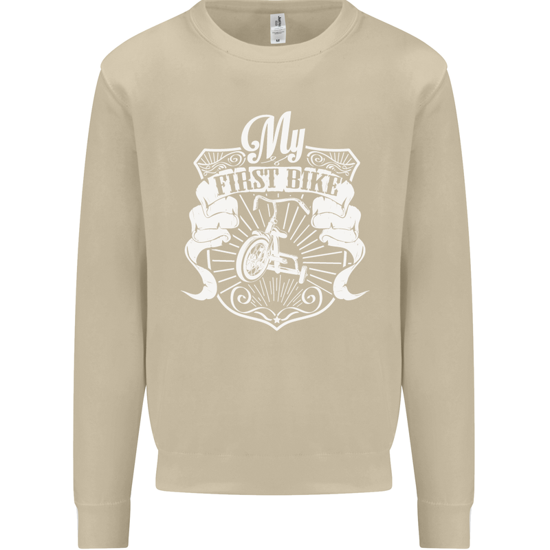 First Bike Funny Biker Motorbike Motorcyle Mens Sweatshirt Jumper Sand