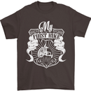 First Bike Funny Biker Motorbike Motorcyle Mens T-Shirt Cotton Gildan Dark Chocolate
