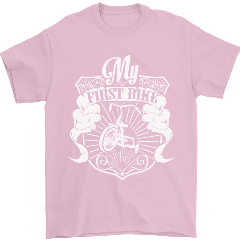 First Bike Funny Biker Motorbike Motorcyle Mens T-Shirt Cotton Gildan Light Pink