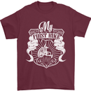 First Bike Funny Biker Motorbike Motorcyle Mens T-Shirt Cotton Gildan Maroon