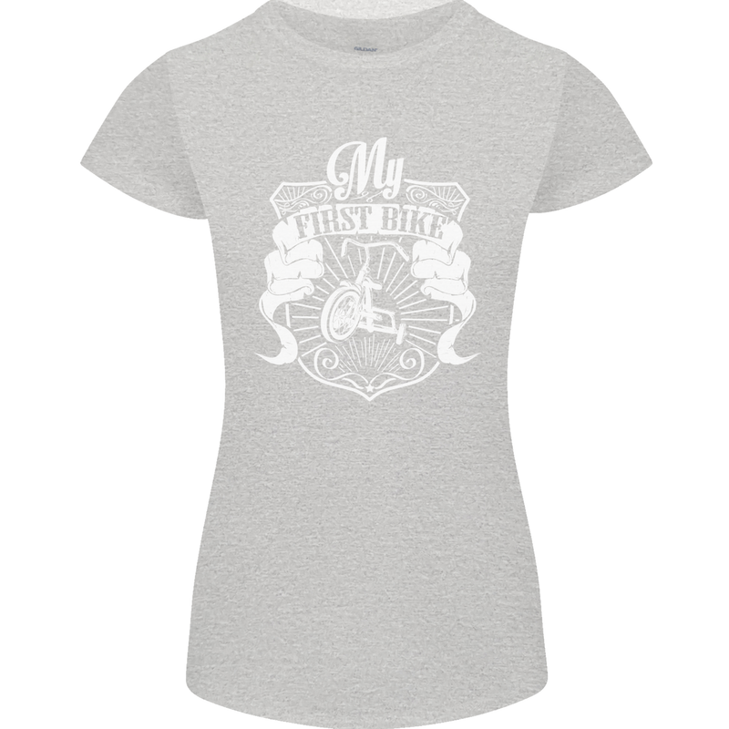 First Bike Funny Biker Motorbike Motorcyle Womens Petite Cut T-Shirt Sports Grey