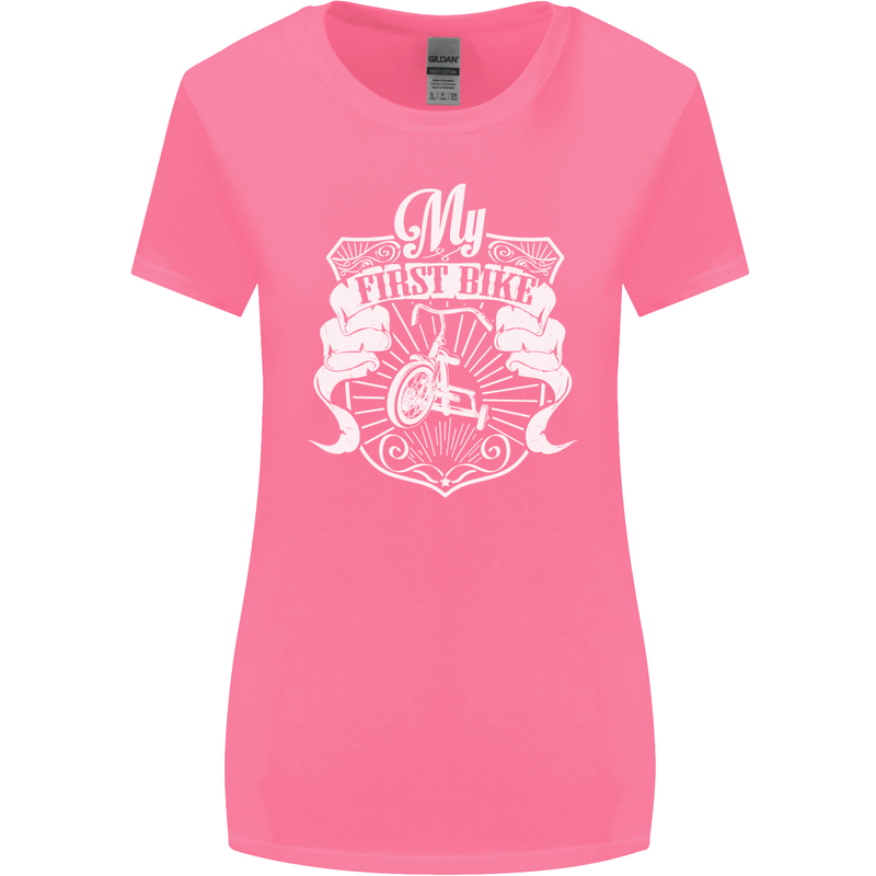 First Bike Funny Biker Motorbike Motorcyle Womens Wider Cut T-Shirt Azalea