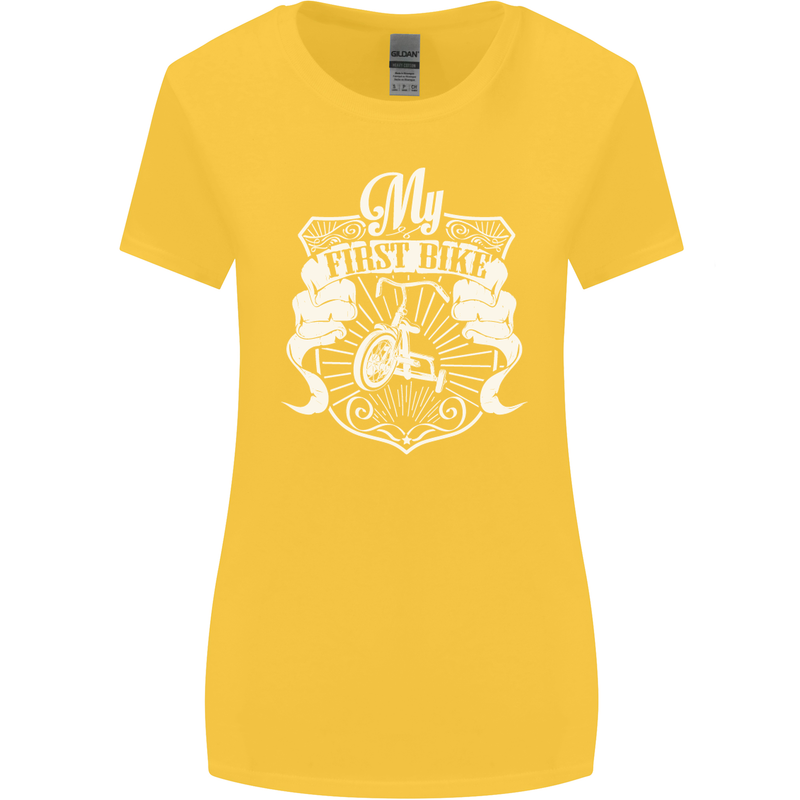 First Bike Funny Biker Motorbike Motorcyle Womens Wider Cut T-Shirt Yellow