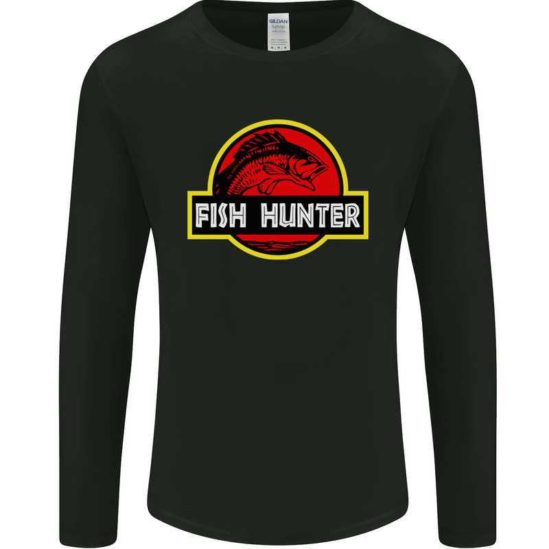 Fish Hunter Funny Fishing Fisherman Mens Long Sleeve T-Shirt Black