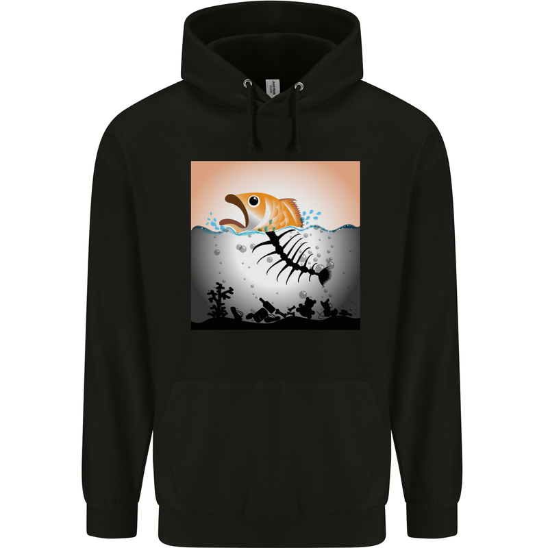 Fish Pollution Climate Change Environment Childrens Kids Hoodie Black
