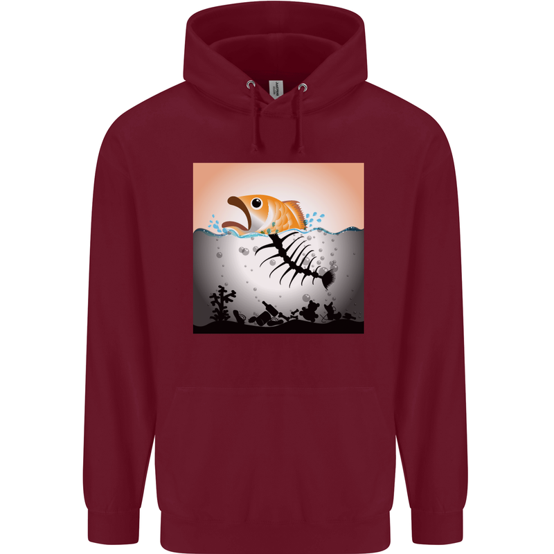 Fish Pollution Climate Change Environment Childrens Kids Hoodie Maroon