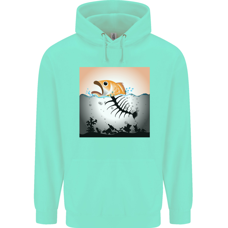 Fish Pollution Climate Change Environment Childrens Kids Hoodie Peppermint
