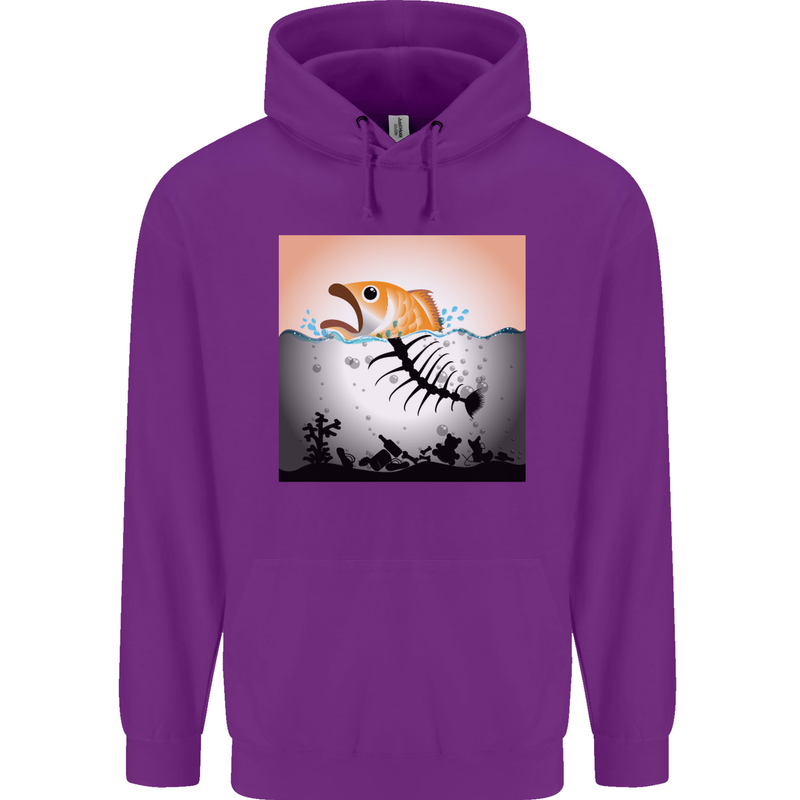 Fish Pollution Climate Change Environment Childrens Kids Hoodie Purple