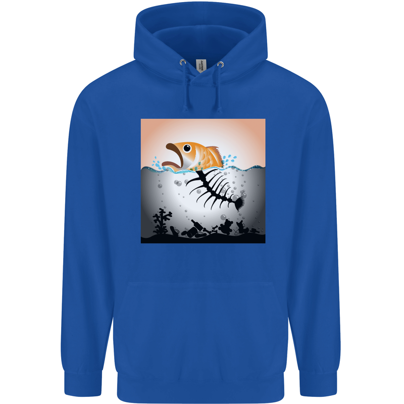 Fish Pollution Climate Change Environment Childrens Kids Hoodie Royal Blue