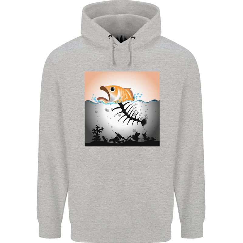 Fish Pollution Climate Change Environment Childrens Kids Hoodie Sports Grey