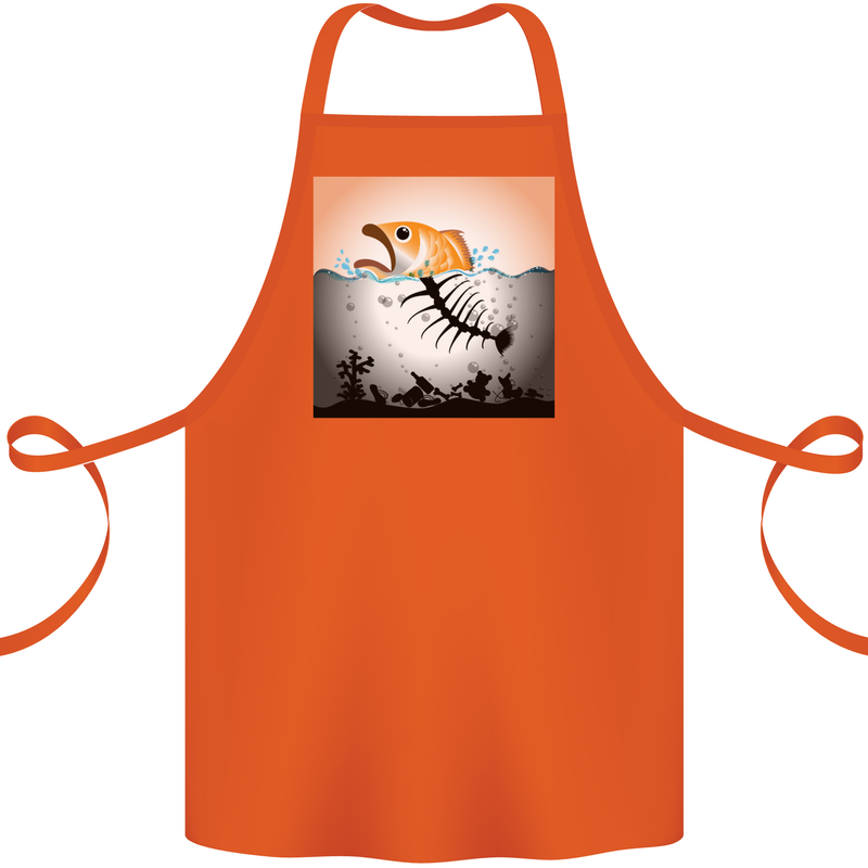 Fish Pollution Climate Change Environment Cotton Apron 100% Organic Orange