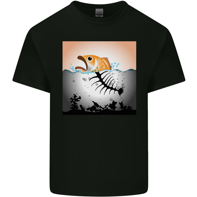 Fish Pollution Climate Change Environment Kids T-Shirt Childrens Black