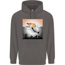 Fish Pollution Climate Change Environment Mens 80% Cotton Hoodie Charcoal