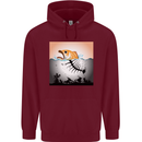 Fish Pollution Climate Change Environment Mens 80% Cotton Hoodie Maroon