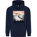Fish Pollution Climate Change Environment Mens 80% Cotton Hoodie Navy Blue