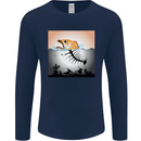 Fish Pollution Climate Change Environment Mens Long Sleeve T-Shirt Navy Blue