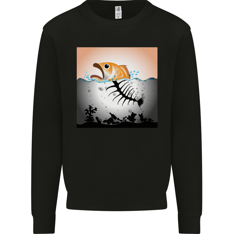 Fish Pollution Climate Change Environment Mens Sweatshirt Jumper Black