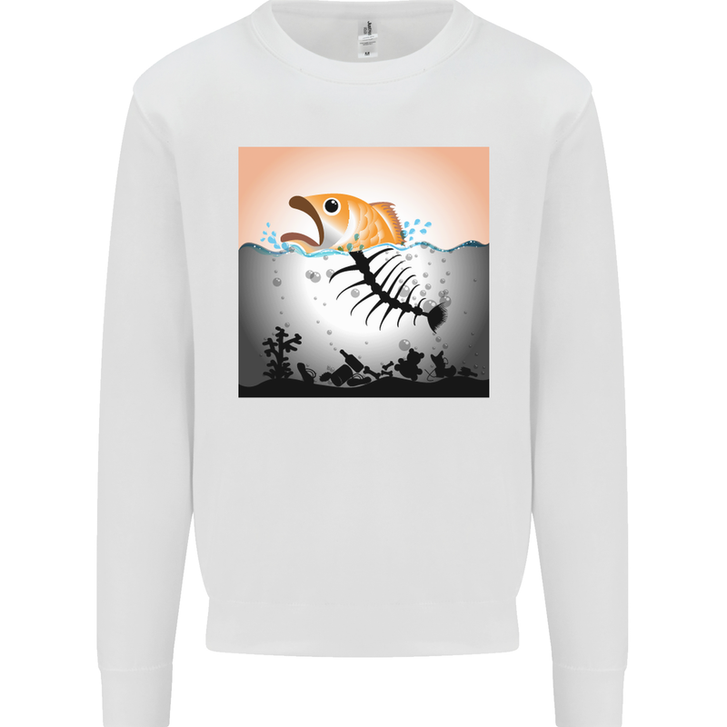 Fish Pollution Climate Change Environment Mens Sweatshirt Jumper White