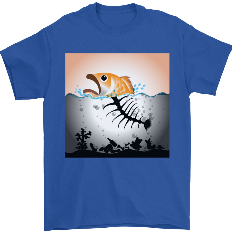 Fish Pollution Climate Change Environment Mens T-Shirt Cotton Gildan Royal Blue