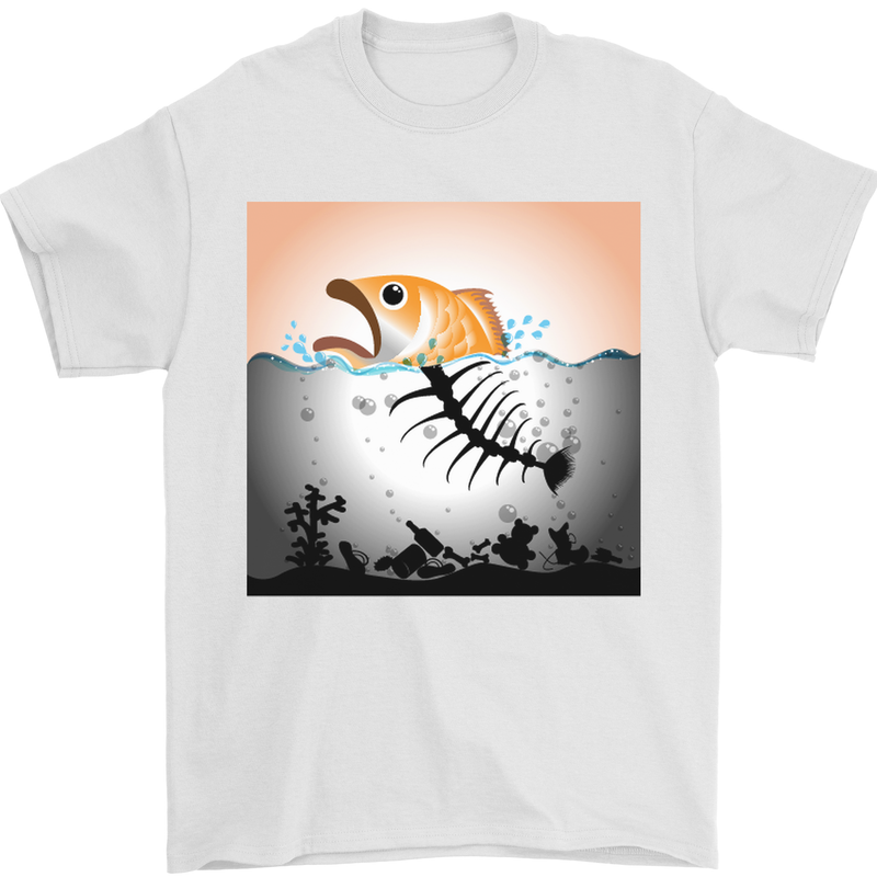 Fish Pollution Climate Change Environment Mens T-Shirt Cotton Gildan White