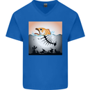 Fish Pollution Climate Change Environment Mens V-Neck Cotton T-Shirt Royal Blue