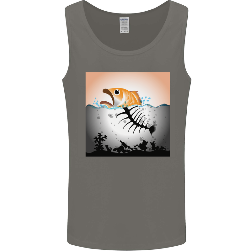 Fish Pollution Climate Change Environment Mens Vest Tank Top Charcoal