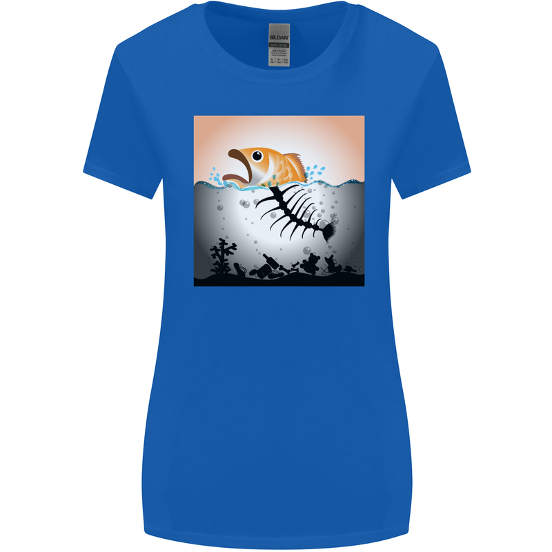 Fish Pollution Climate Change Environment Womens Wider Cut T-Shirt Royal Blue