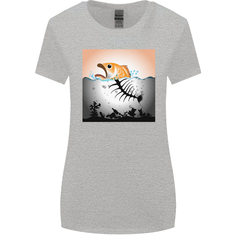 Fish Pollution Climate Change Environment Womens Wider Cut T-Shirt Sports Grey