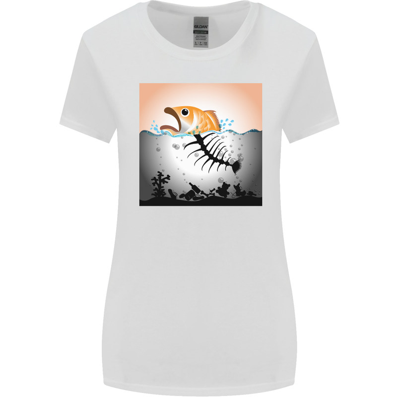 Fish Pollution Climate Change Environment Womens Wider Cut T-Shirt White