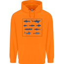 Fish Species Fishing Fisherman Shark Childrens Kids Hoodie Orange
