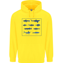 Fish Species Fishing Fisherman Shark Childrens Kids Hoodie Yellow