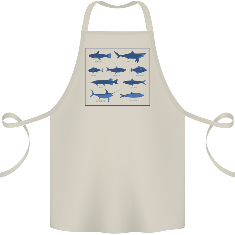 Fish Species Fishing Fisherman Shark Cotton Apron 100% Organic Natural