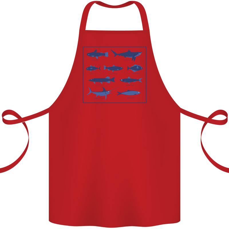 Fish Species Fishing Fisherman Shark Cotton Apron 100% Organic Red