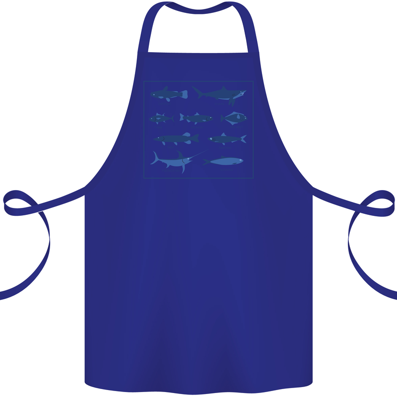 Fish Species Fishing Fisherman Shark Cotton Apron 100% Organic Royal Blue