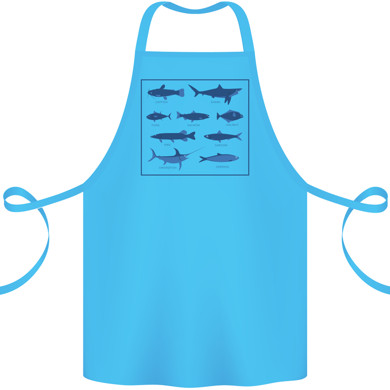 Fish Species Fishing Fisherman Shark Cotton Apron 100% Organic Turquoise