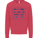 Fish Species Fishing Fisherman Shark Kids Sweatshirt Jumper Heliconia